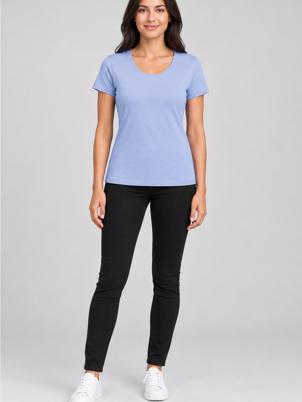 Classic Scoop Neck Tee in Blue